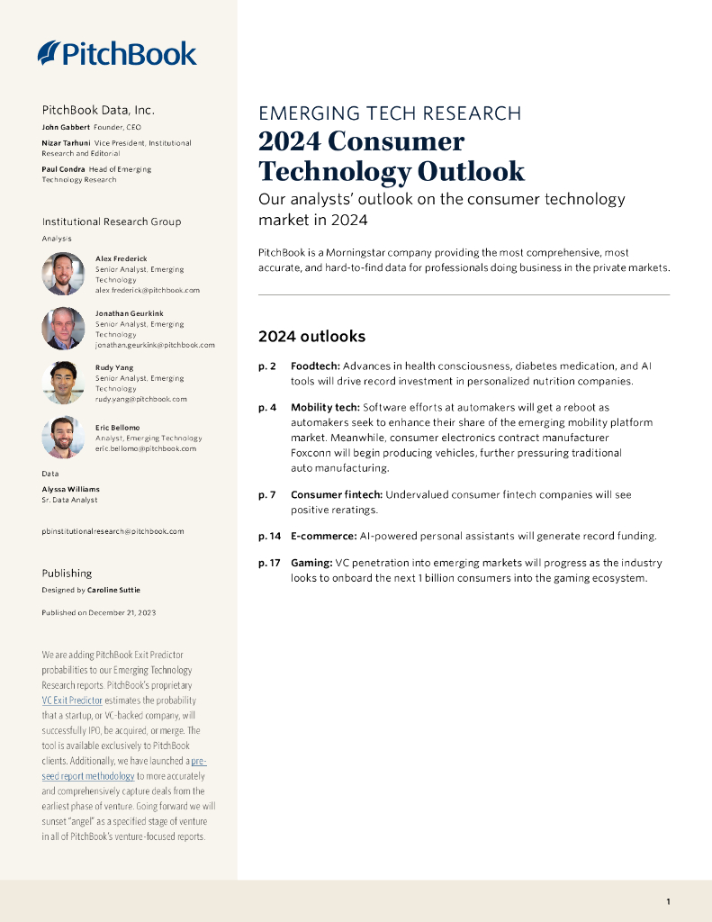 PitchBook：2024消费者技术展望报告（英文版）