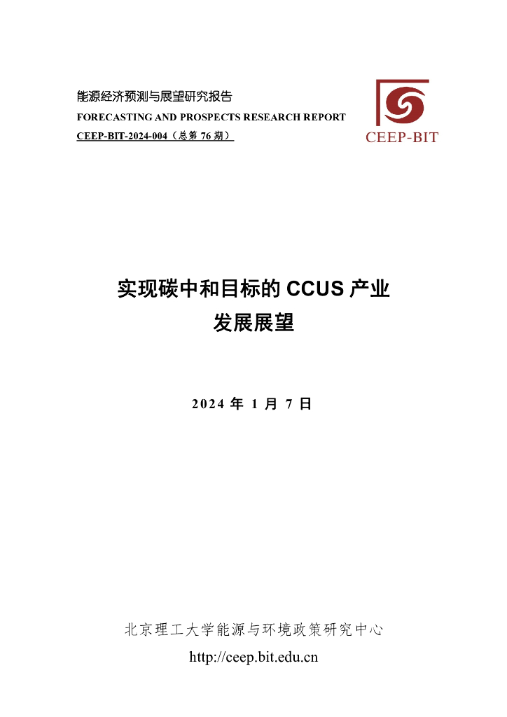 北京理工大学：实现<em>碳中和</em>目标的CCUS产业发展展望 海报