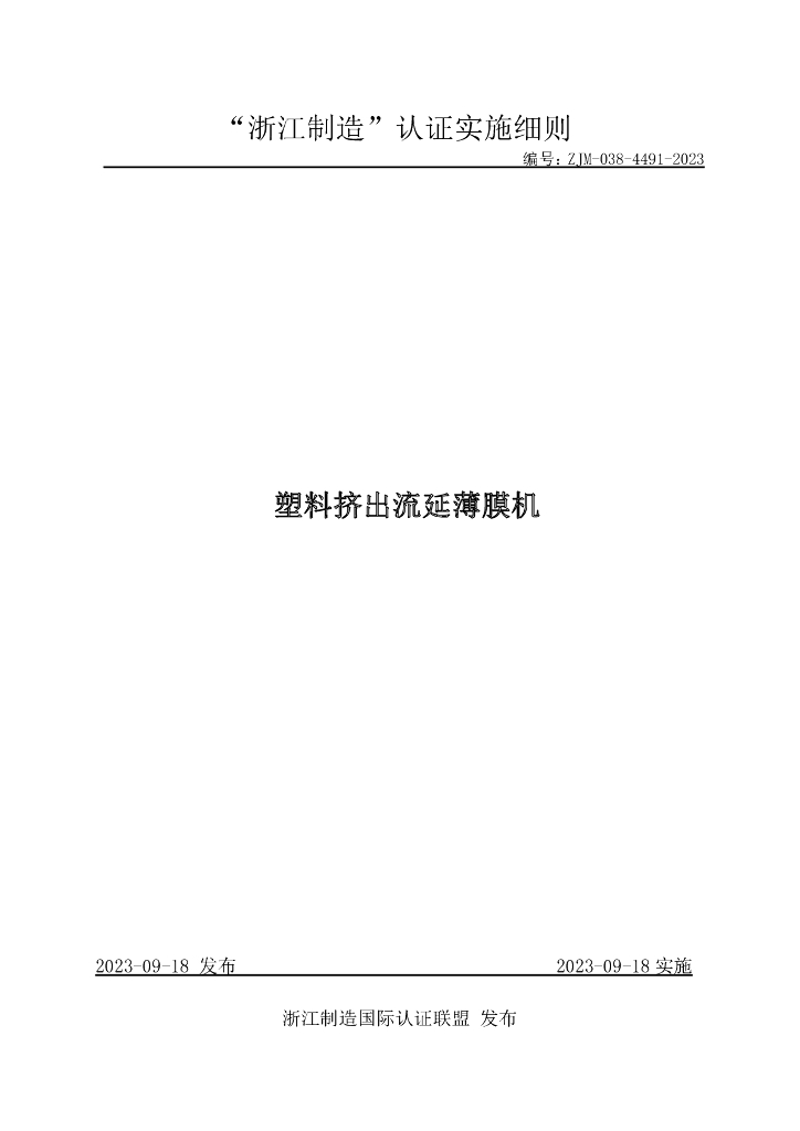 ZJM-038-4491-2023 塑料挤出流延薄膜机