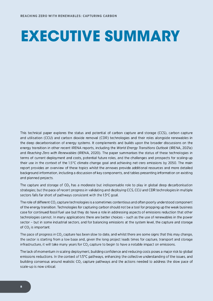 国际可再生能源署IRENA：可再生能源助力碳中和：碳捕集（英文版）_第8页