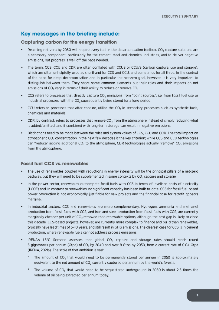 国际可再生能源署IRENA：可再生能源助力碳中和：碳捕集（英文版）_第9页