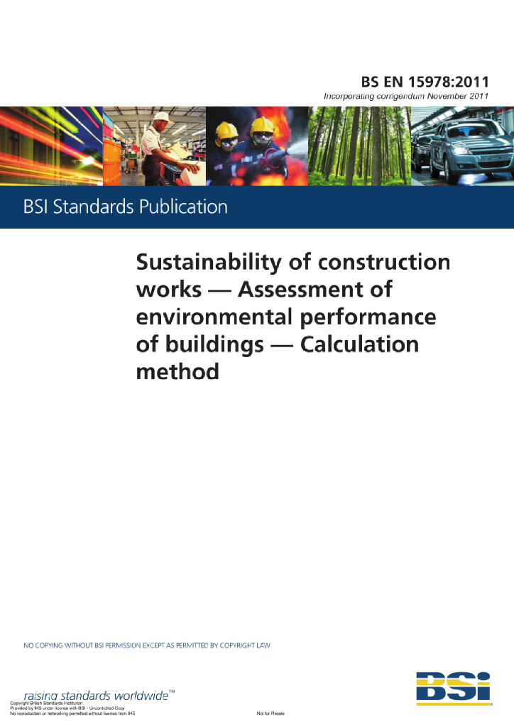 BSI：建筑工程的可持续性建筑物环境性能的评估计算方法（英文版）