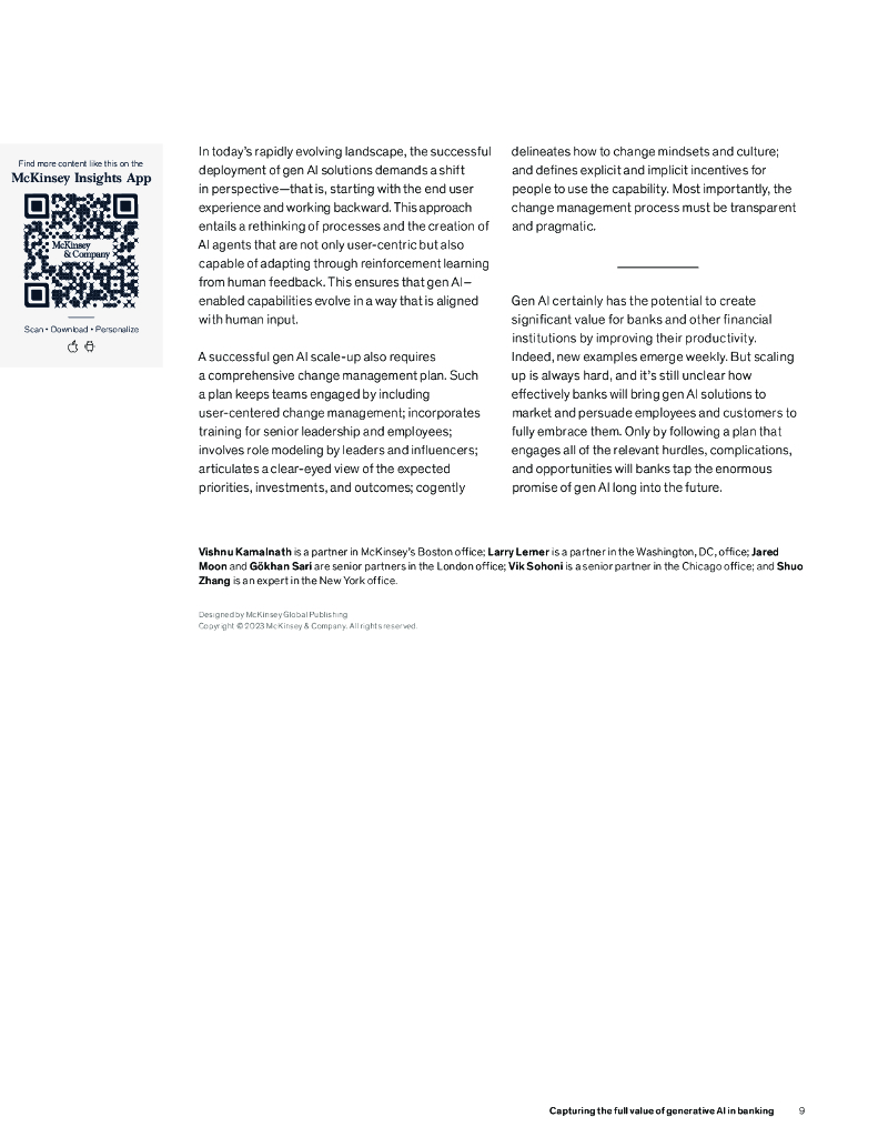 麦肯锡：2023充分发挥生成式人工智能在银行业的价值（英文版）_第9页