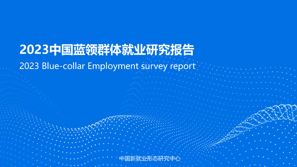 中国新就业形态研究中心：2023中国蓝领群体就业研究报告