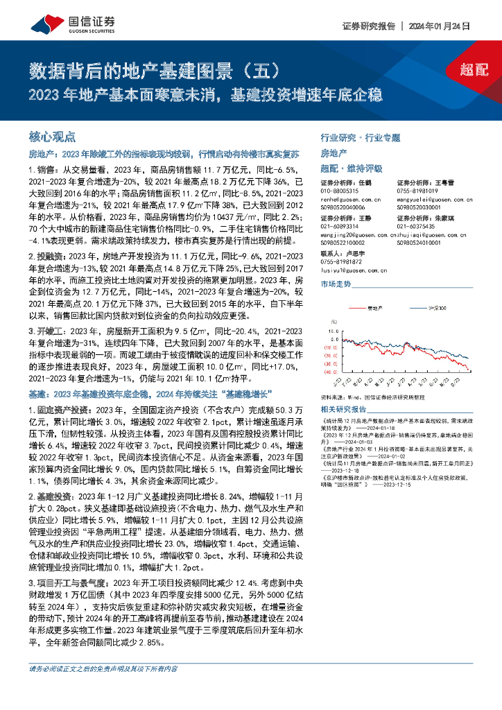 国信证券：数据背后的地产<em>基建</em>图景（五）：2023年地产基本面寒意未消，<em>基建</em>投资增速年底企稳