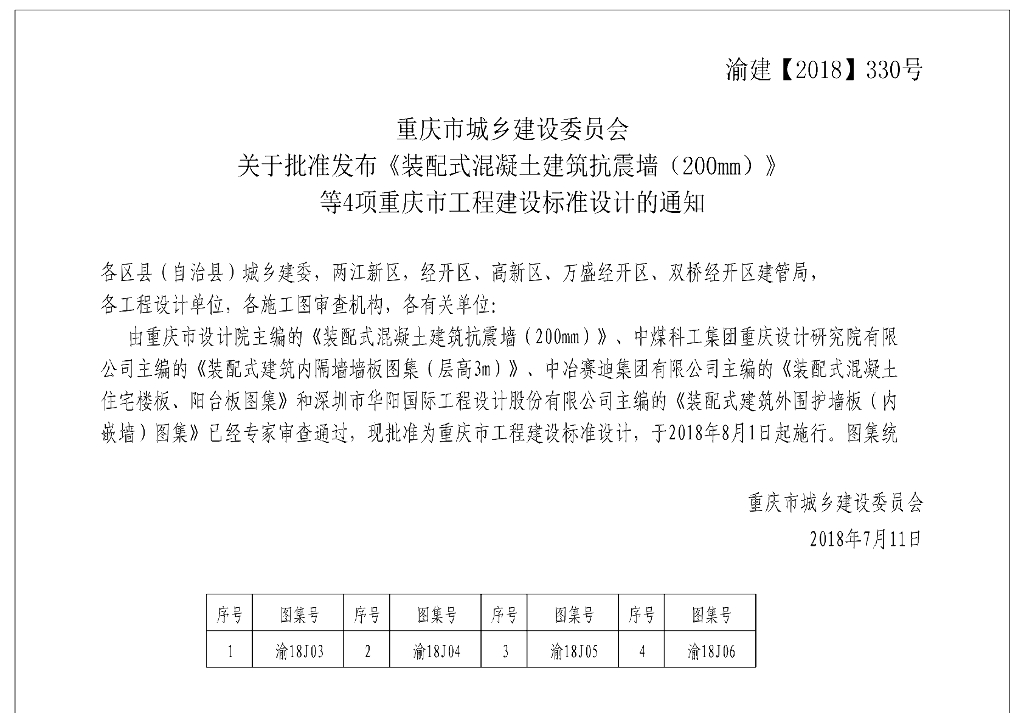 渝18J04 装配式建筑内隔墙墙板图集（层高3m）图集（DJBT50-109）