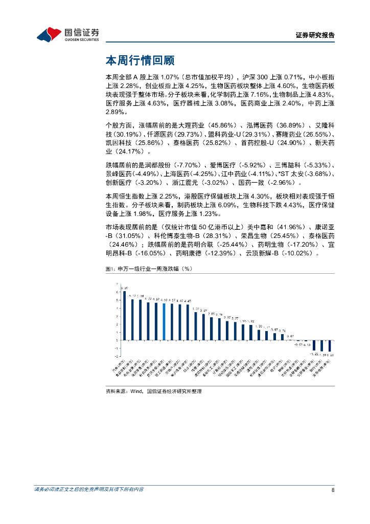 国信证券：医药生物周报（24年第12周）：看好创新药械，医疗“新质生产力”值得关注_第8页