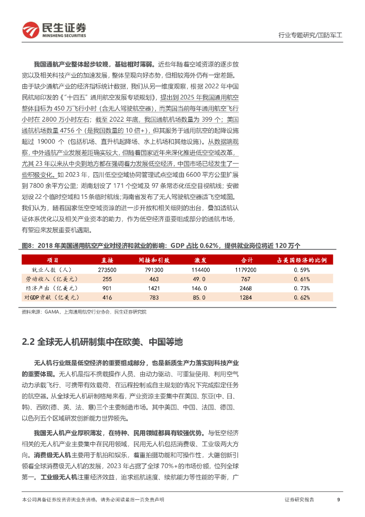 民生证券：国防军工行业专题报告：低空经济系列：新质生产力标杆赛道，低空经济展翅高飞_第9页