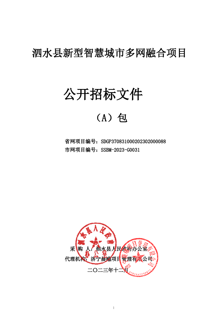 泗水县新型智慧城市多网融合项目（A）包