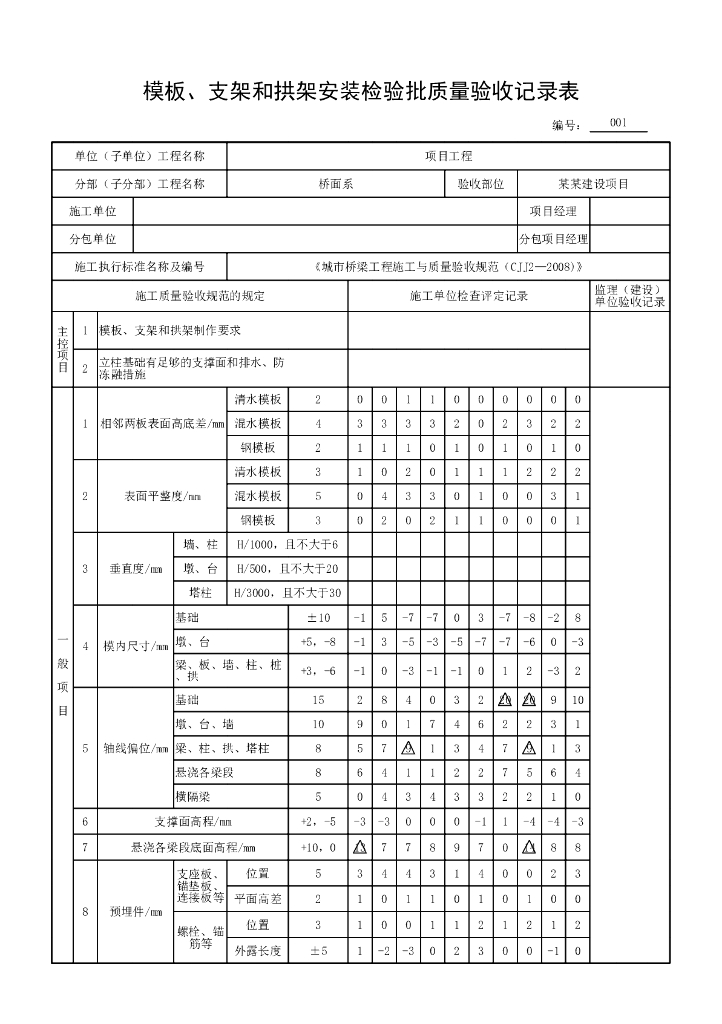 安徽城市桥梁工程桥面系验收记录表格37P_第6页