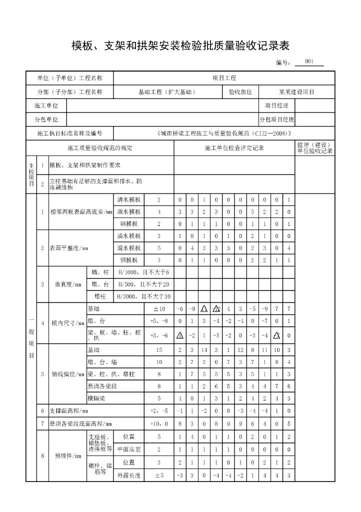 安徽城市桥梁工程扩大基础验收记录表格21P_第6页