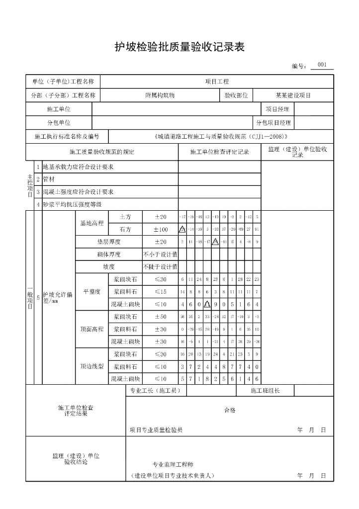 安徽城镇道路附属构筑物验收记录表格20P_第10页