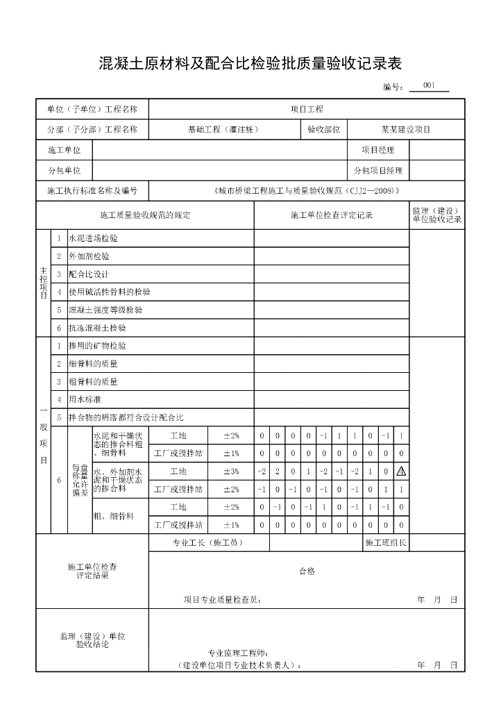 安徽城市桥梁工程灌注桩验收记录用表_第10页
