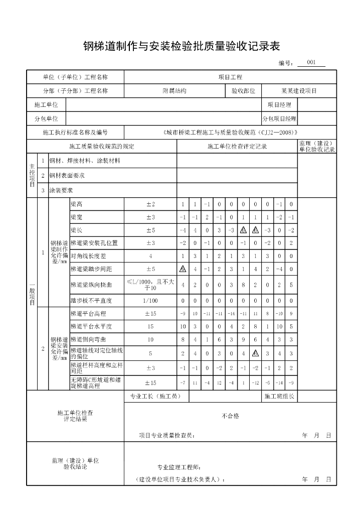 安徽城市桥梁工程附属结构验收记录表格74P_第8页