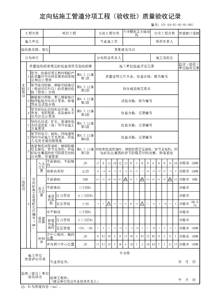 贵州省市政给水排水管道工程定向钻资料表格_第6页