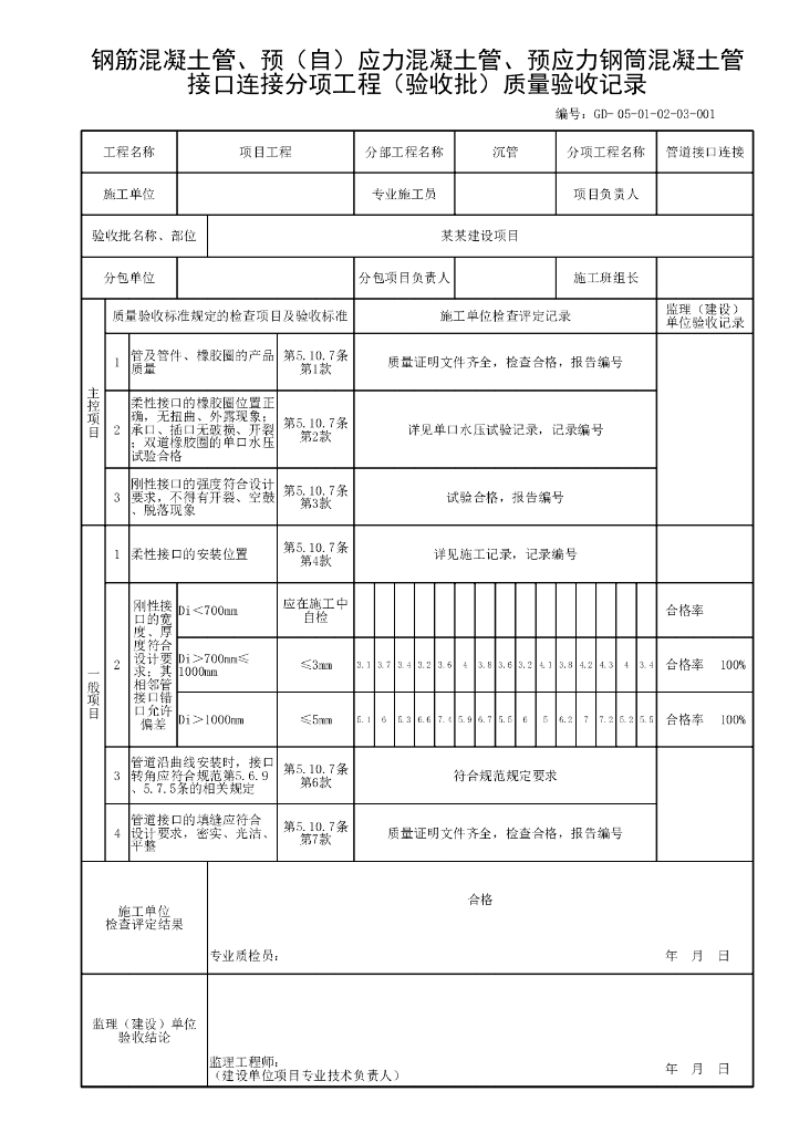 贵州市政给水排水管道工程沉管资料表格28P_第8页