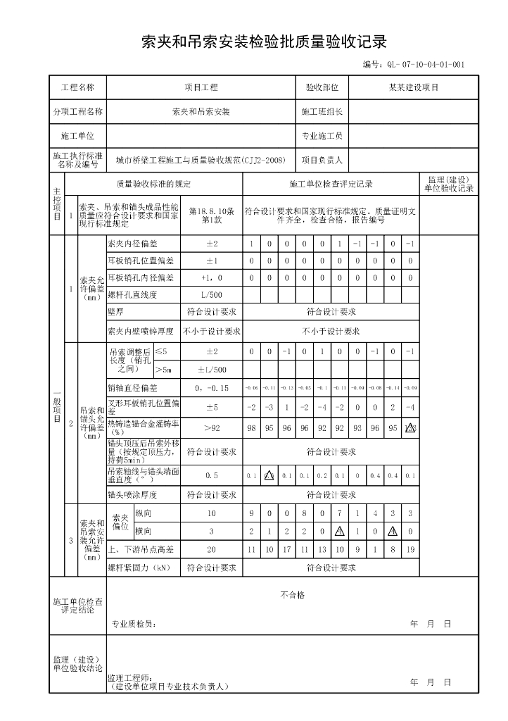 贵州省桥梁工程悬索桥缆索资料表格12P_第10页