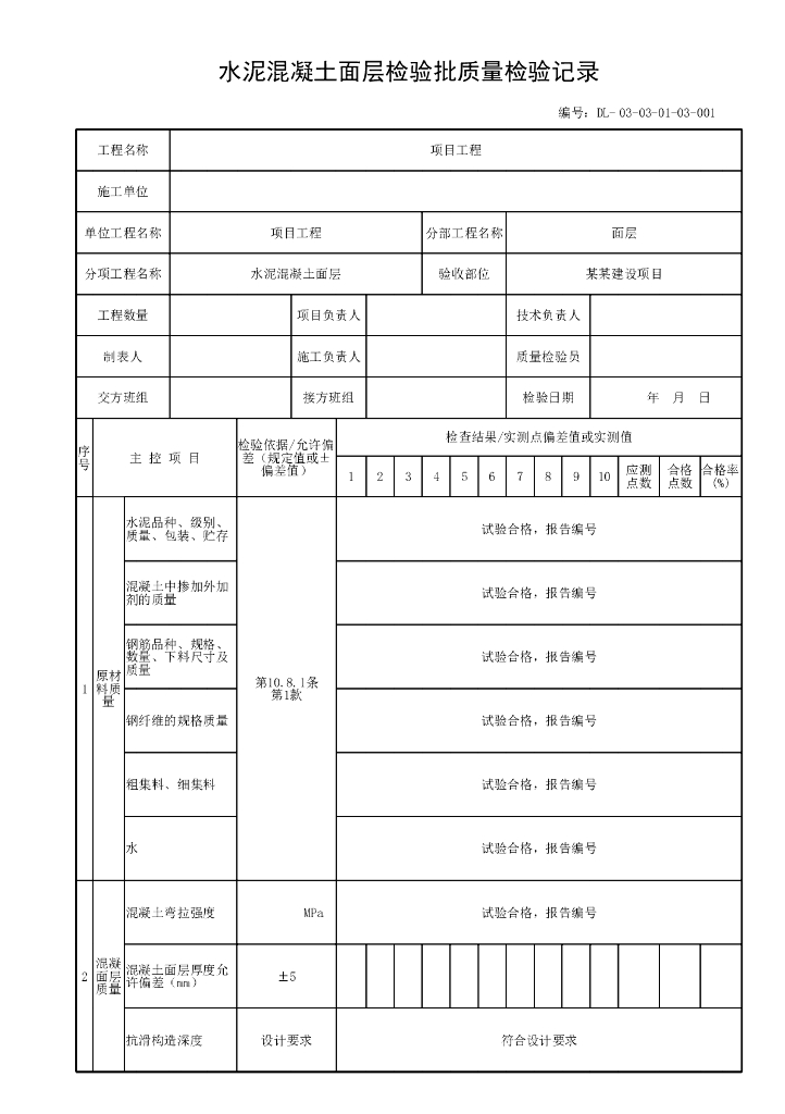 贵州省城镇道路工程水泥混凝土面层资料表格_第7页