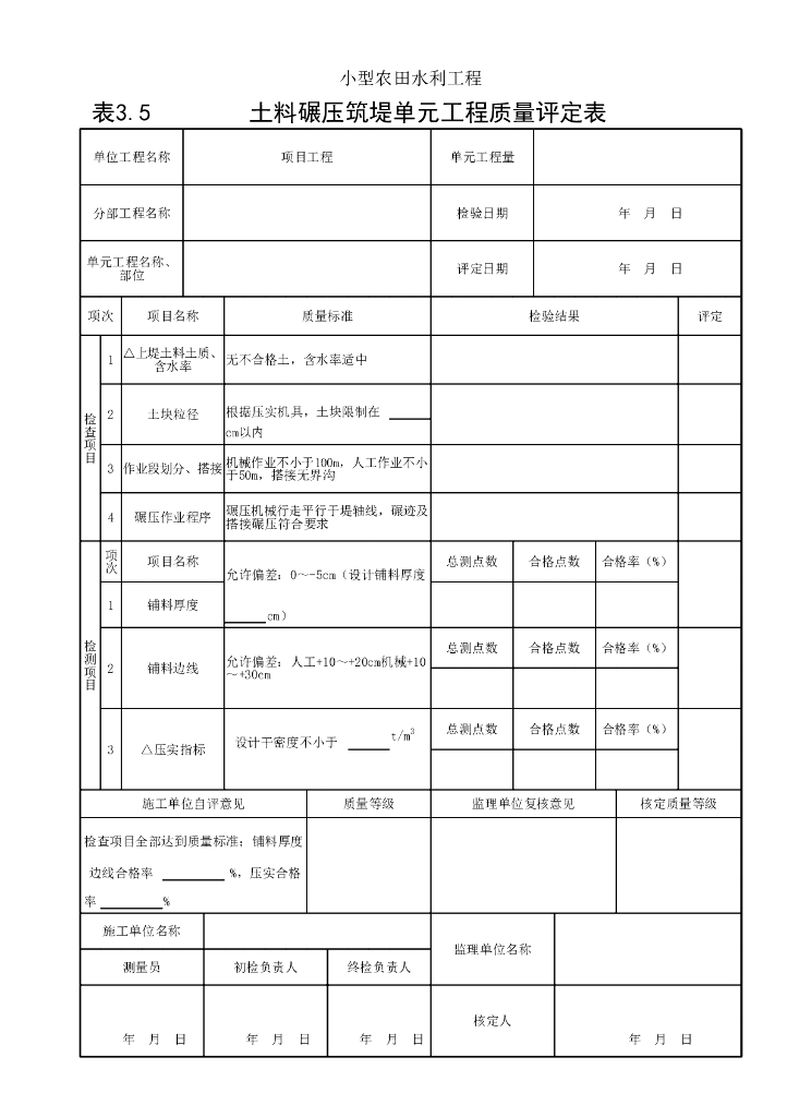水利小型农田水利工程质量评定常用表式75P_第10页