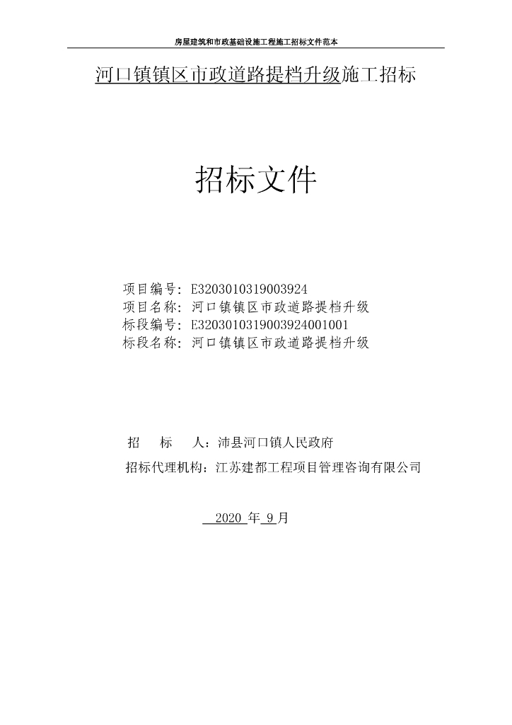 镇区市政道路提档升级施工招标文件88p