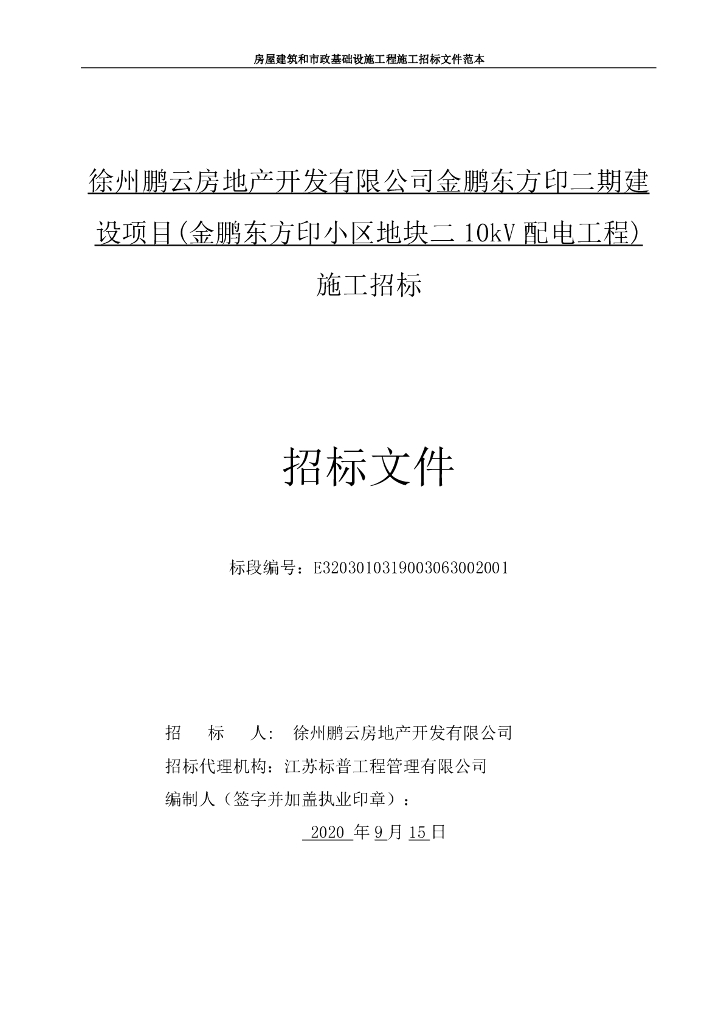 小区地块二10kV配电工程招标文件85p
