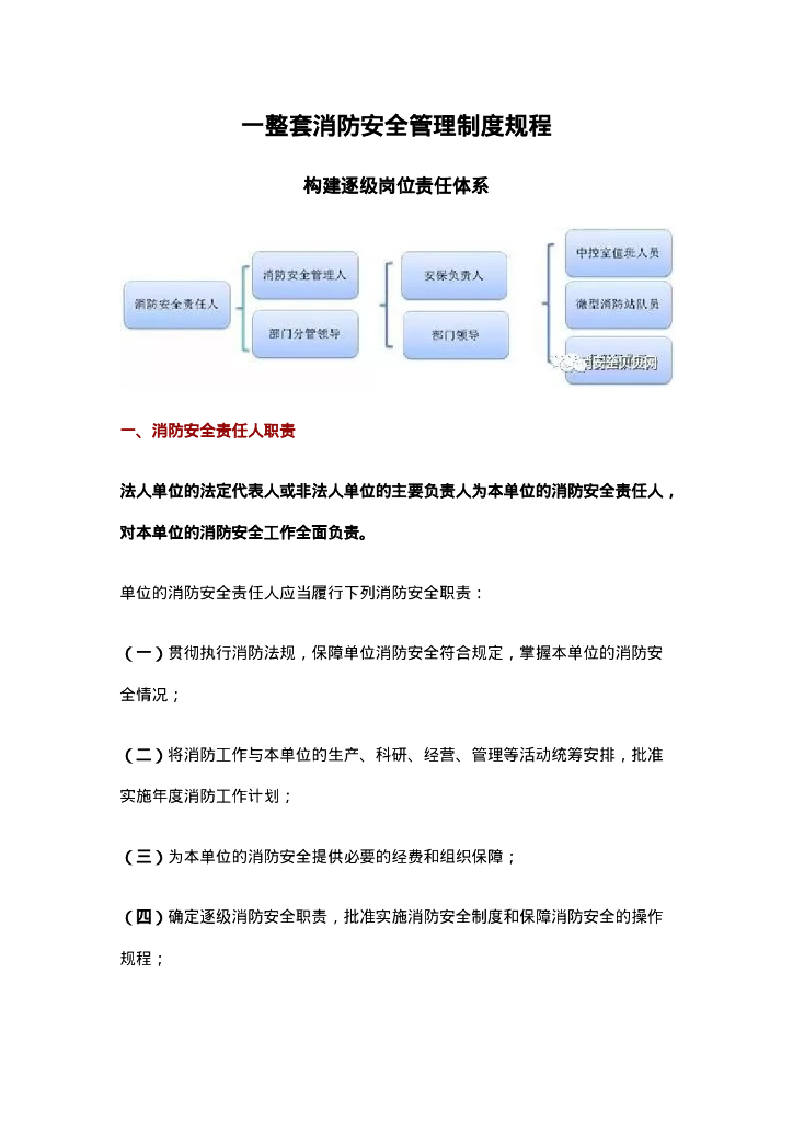 【工厂企业】一整套消防安全管理制度规程范本