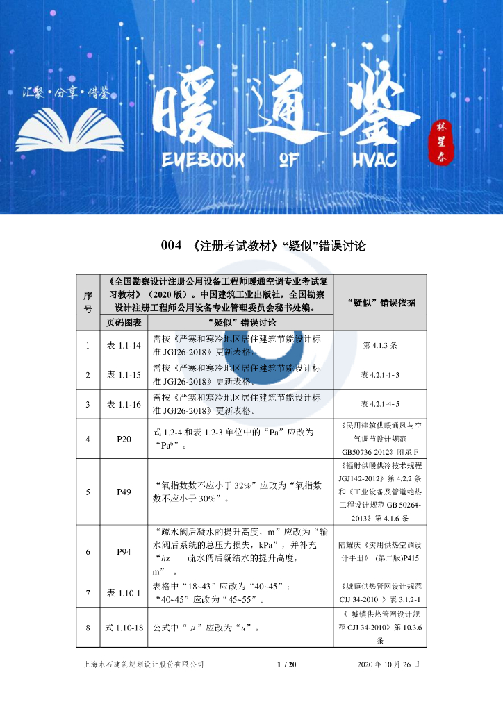 【暖通】注册考试教材疑似错误讨论