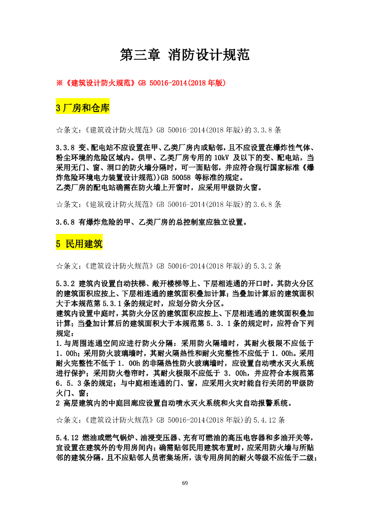 消防设计规范强条汇总