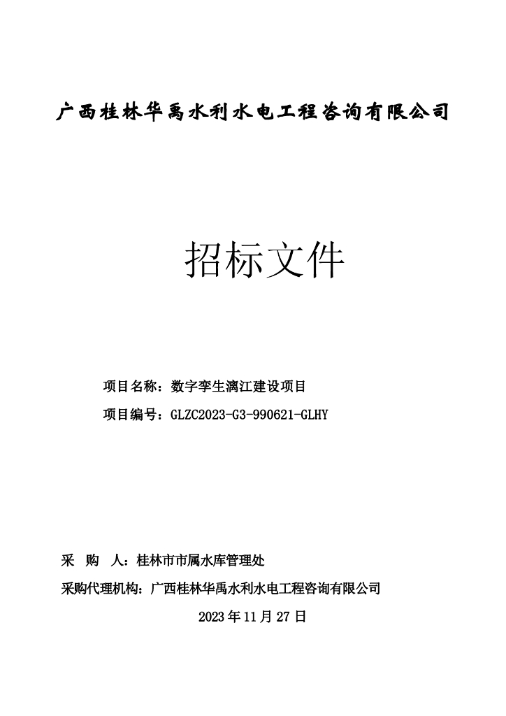 数字孪生漓江建设项目招标文件-审定