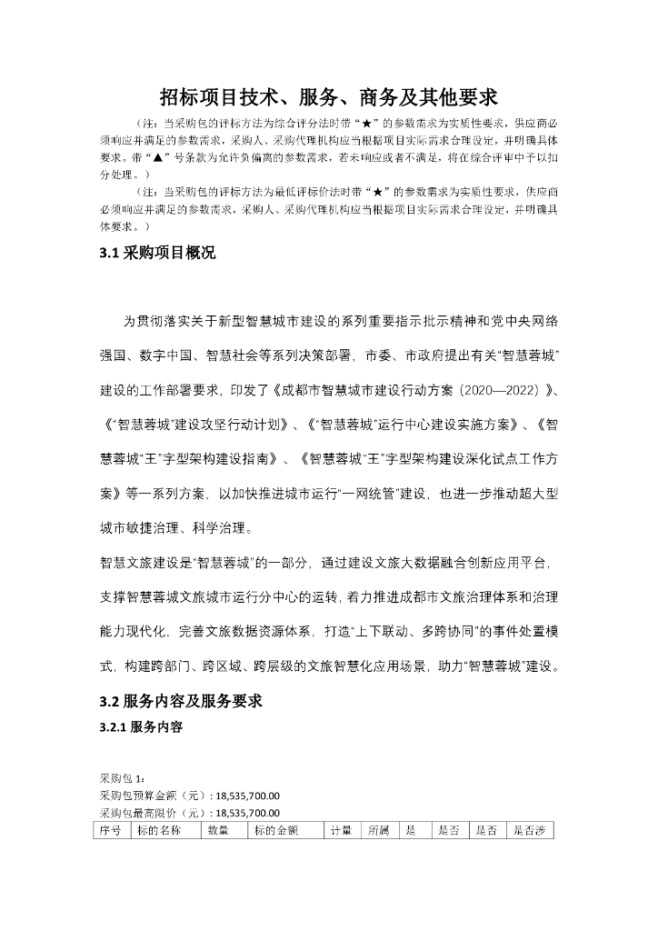 智慧旅游-成都市文旅大数据融合创新应用平台建设项目采购需求