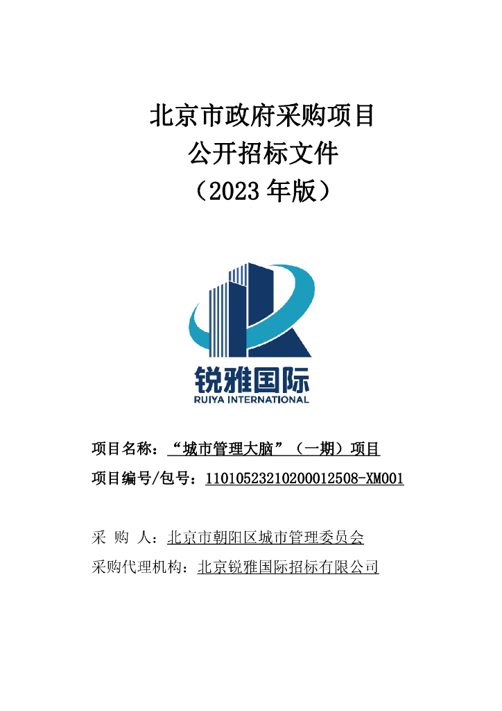 智慧城管-北京市朝阳区城市管理大脑”（一期）项目招标文件