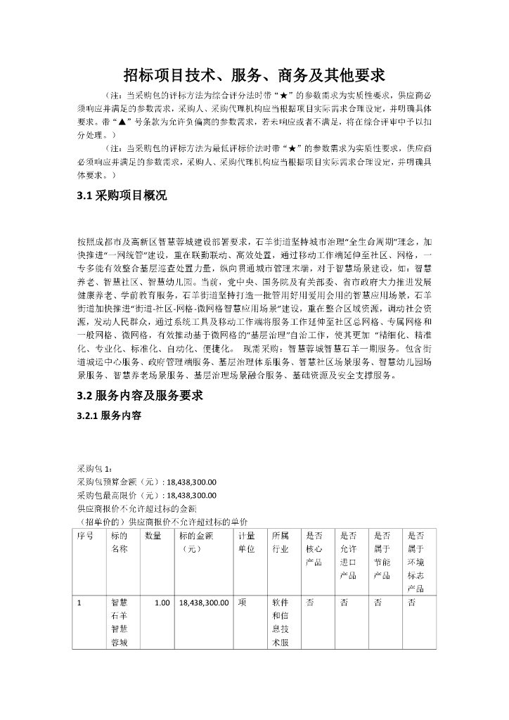 成都高新区智慧石羊智慧蓉城服务采购项目招标文件
