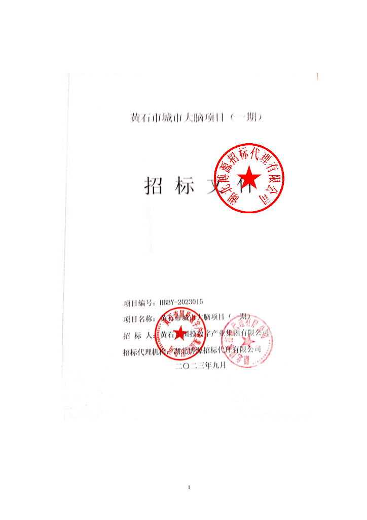 城市大脑-黄石市城市大脑项目（一期）招标文件