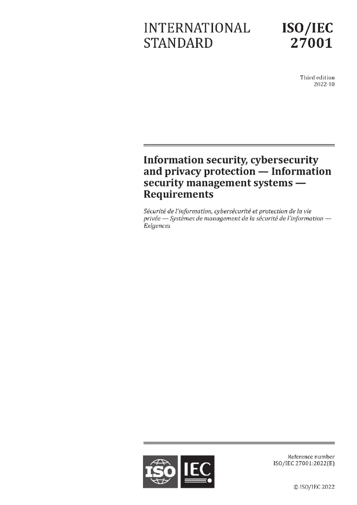 ISO/IEC 27001-2022 信息安全，网络安全和隐私保护 信息安全管理系统 需求【中英文版】