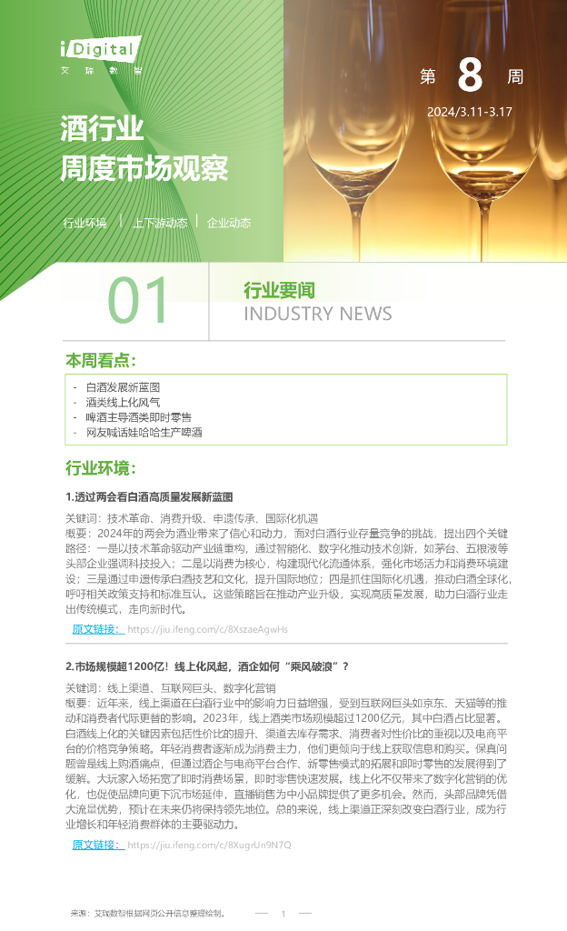 艾瑞咨询：2024年第8周：酒行业周度市场观察报告
