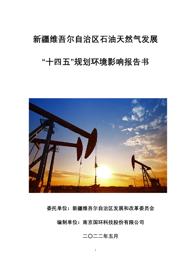 新疆维吾尔自治区石油天然气发展“十四五”规划环境影响报告书
