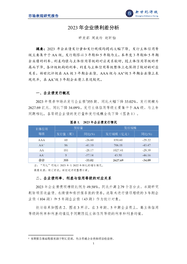 新世纪评级：2023年企业债利差分析报告海报