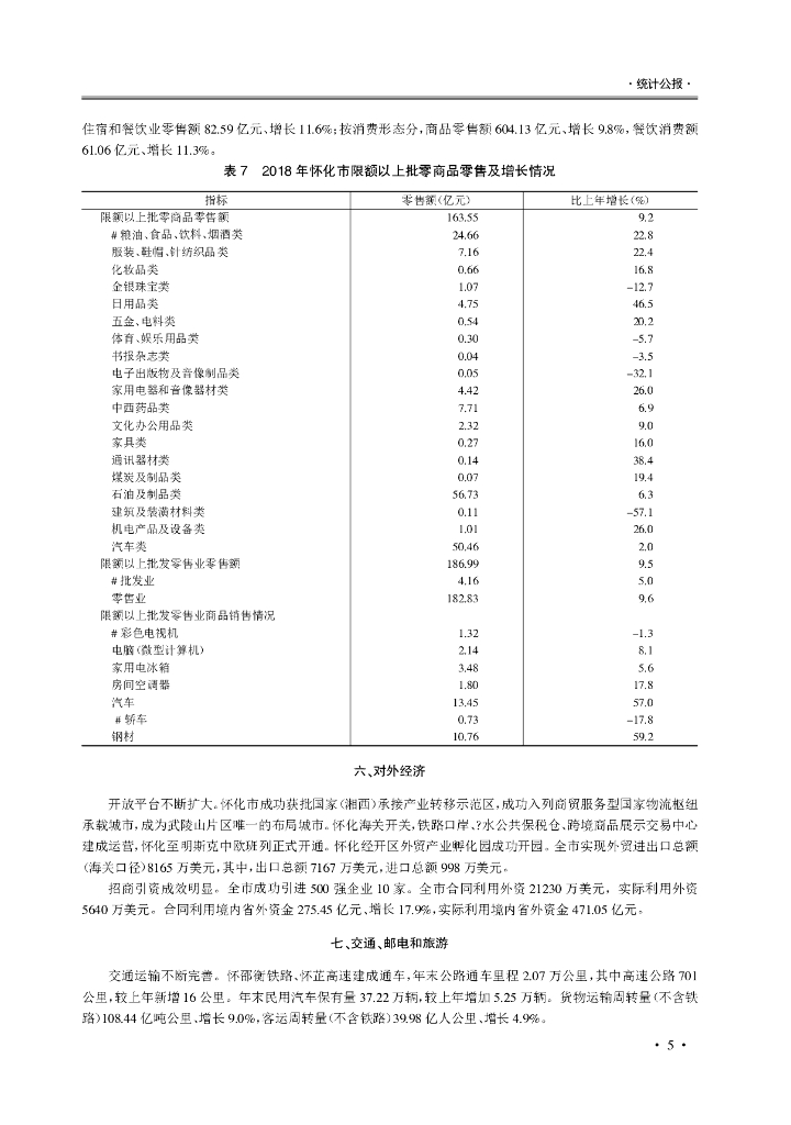2019怀化统计年鉴统计数据篇_第7页
