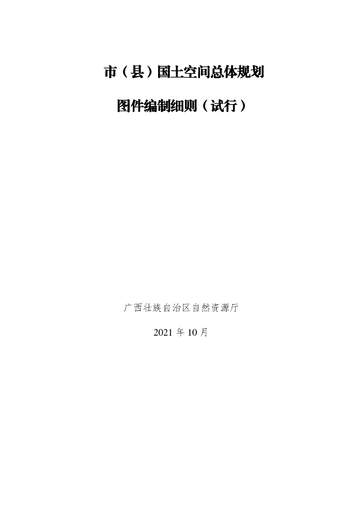 广西壮族自治区自然资源厅：市（县）国土空间总体规划图件编制细则（试行）