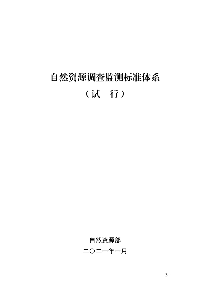 自然资源调查监测标准体系（试行）