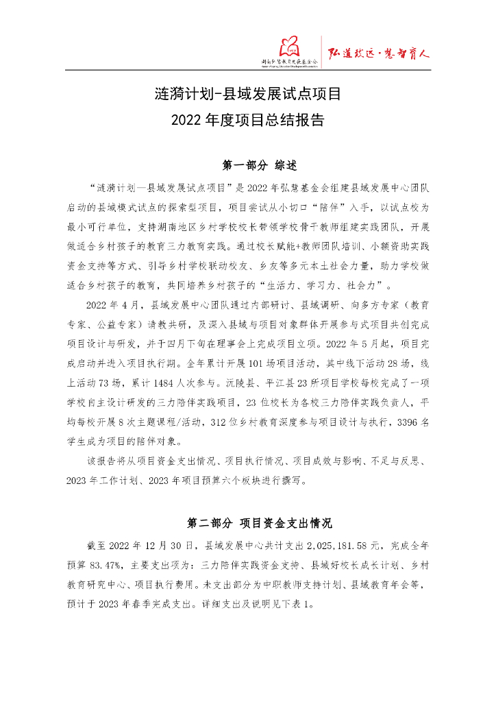 涟漪计划——县域发展试点项目2022年度项目总结报告