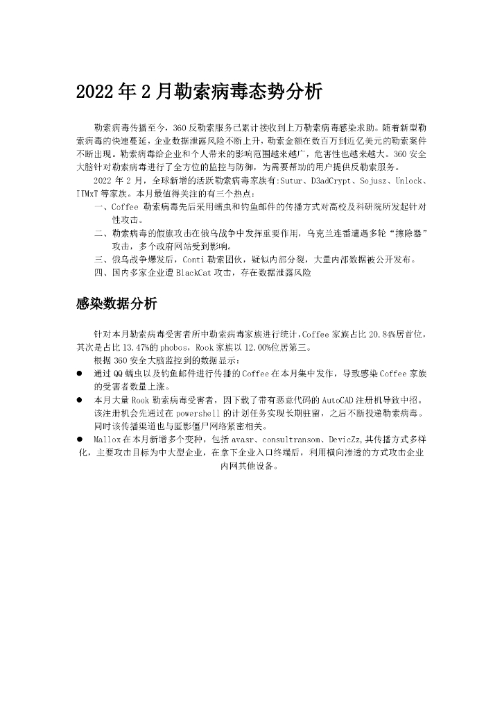 360数字安全：2022年2月勒索病毒态势分析报告