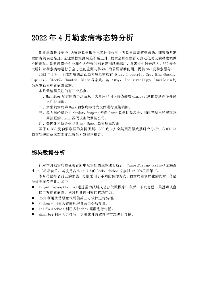 360数字安全：2022年4月勒索病毒态势分析报告