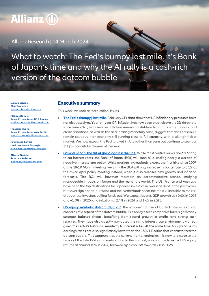 Allianz安联：2024美联储最后一英里的颠簸，是Bankof Japan的时候了，也是为什么人工智能反弹是互联网泡沫的现金丰富版本（英文版）