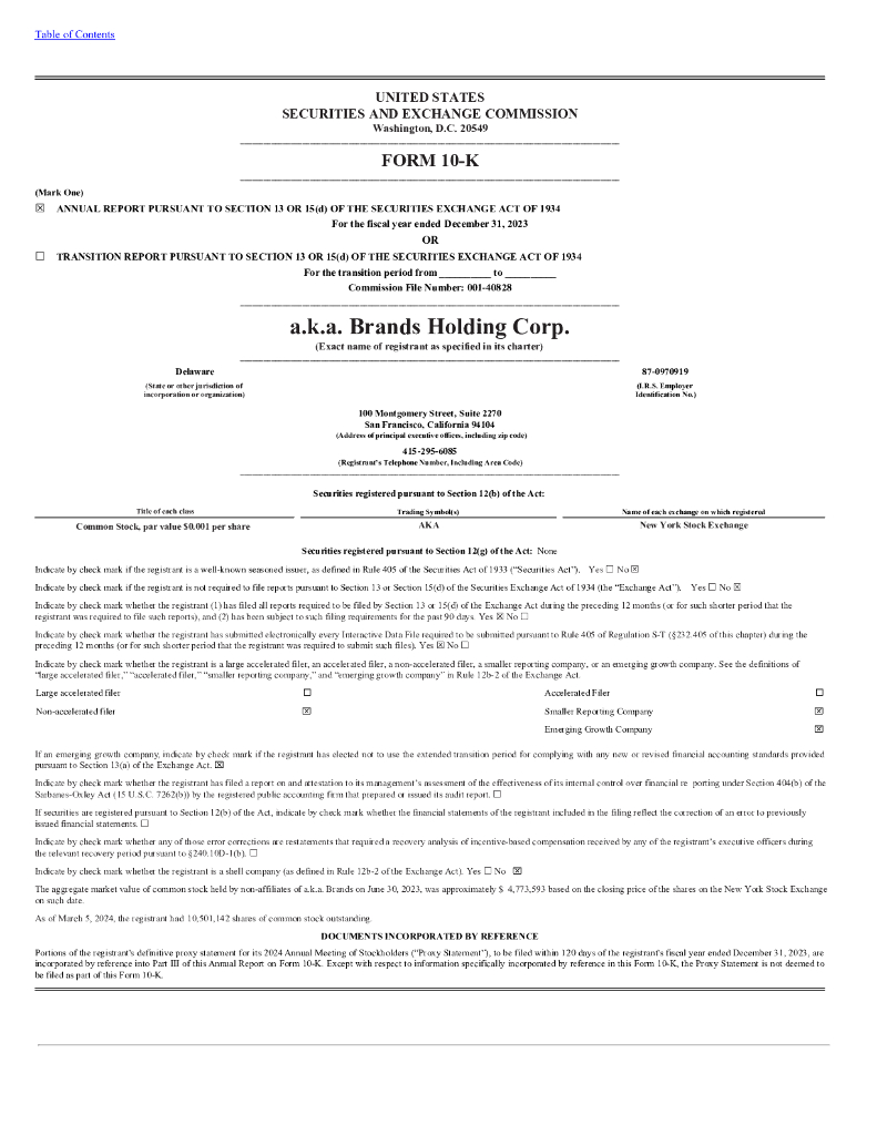 a.k.a. Brands（AKA）2023财年年度报告（英文版）