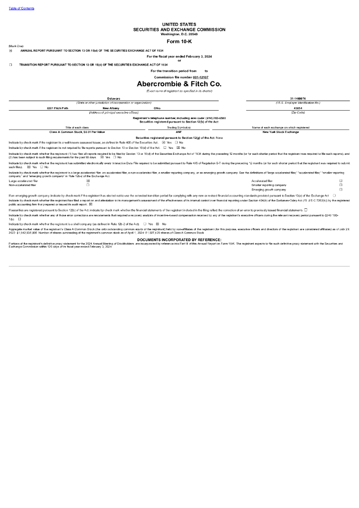 Abercrombie & Fitch（ANF）2023财年年度报告（英文版）