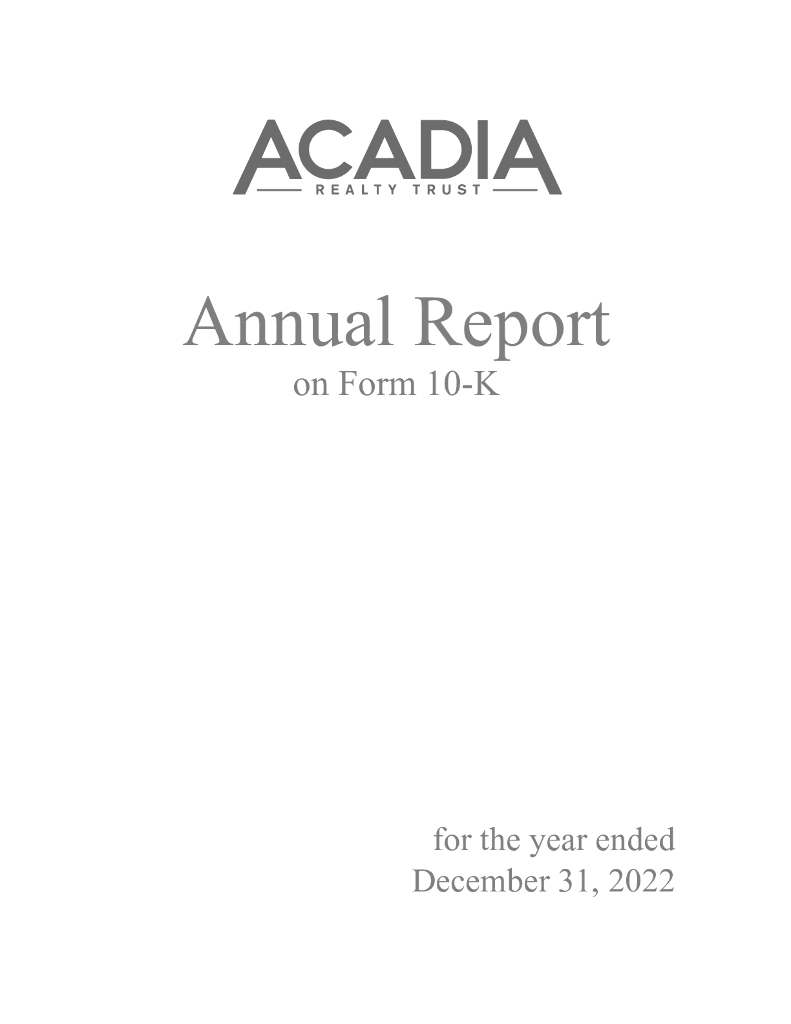 Acadia Realty Trust（AKR）2022财年年度报告（英文版）