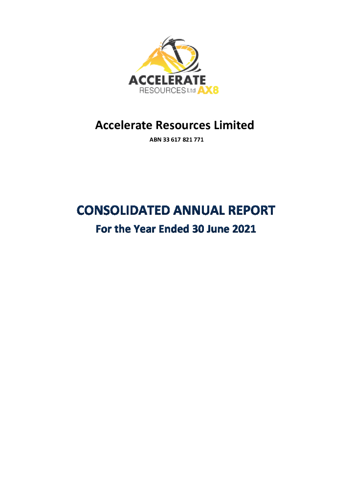 Accelerate Resources Limited（AX8）2021财年年度报告（英文版）