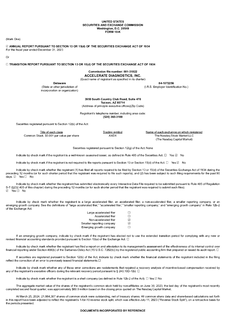 Accelerate Diagnostics Inc（AXDX）2023财年年度报告（英文版）