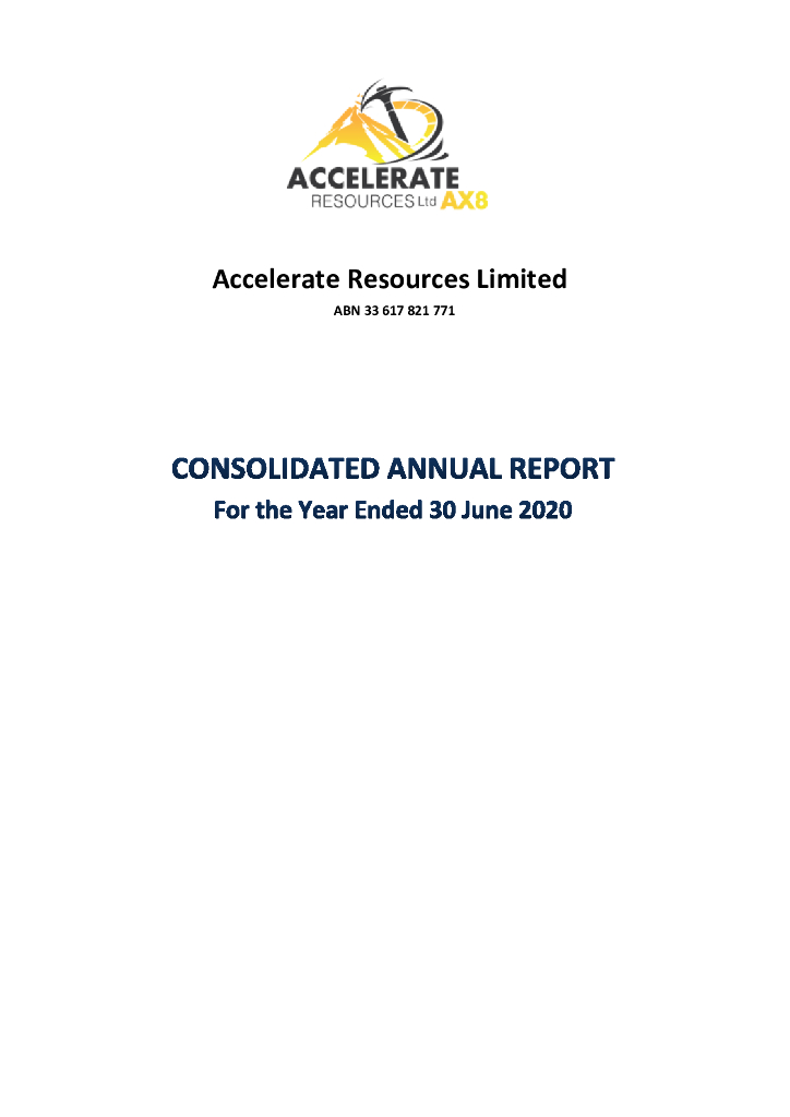 Accelerate Resources Limited（AX8）2020财年年度报告（英文版）